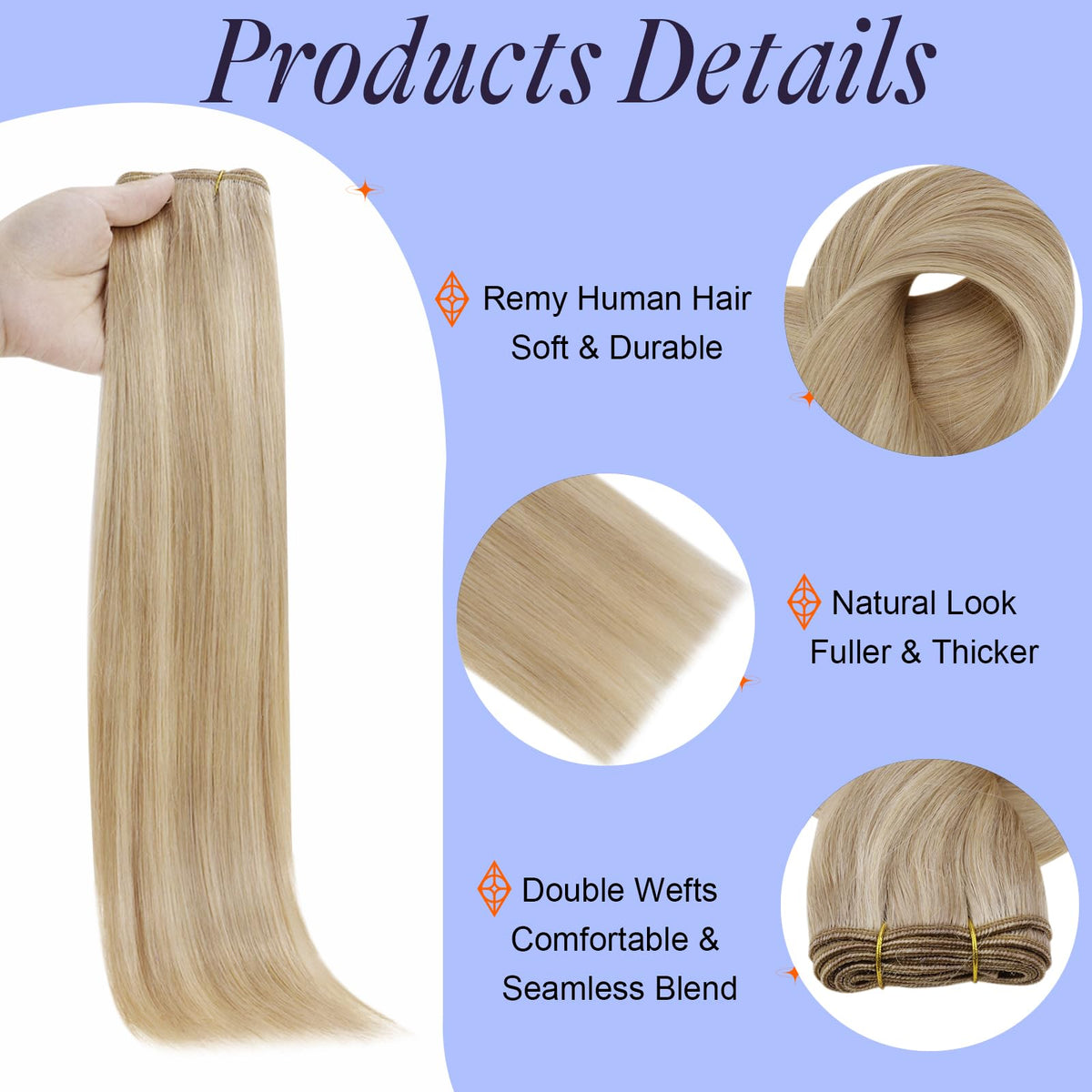 Full Shine 12 Inch Highlight Blonde Weft Extensions packaging