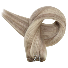 Full Shine 12 Inch Sew In Hair Extensions Ash Blonde back view