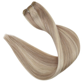 Full Shine 12 Inch Sew In Hair Extensions Ash Blonde in natural light