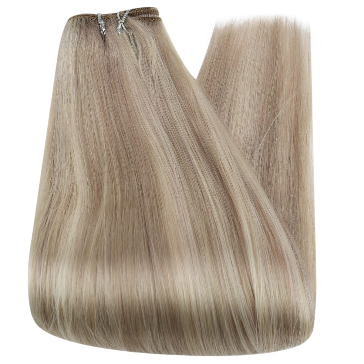 Full Shine 12 Inch Sew In Hair Extensions Ash Blonde installation example