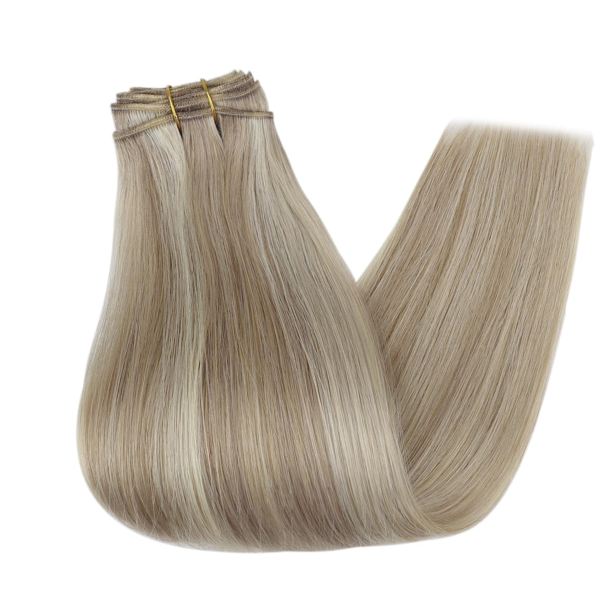 Full Shine 12 Inch Sew In Hair Extensions Ash Blonde texture close-up