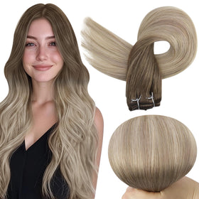 Full Shine 12 Inch Weft Hair Extensions straight hair front view
