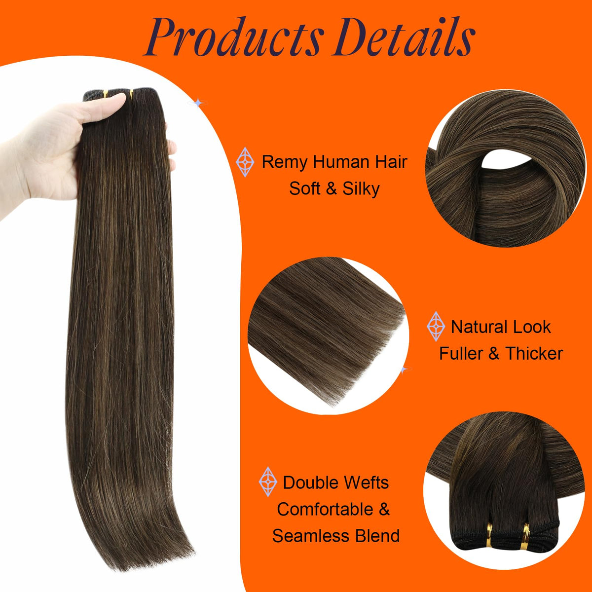 Full Shine 14 Inch Balayage Brown extensions in packaging