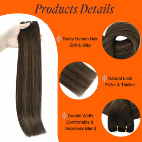 Full Shine 14 Inch Balayage Brown extensions in packaging