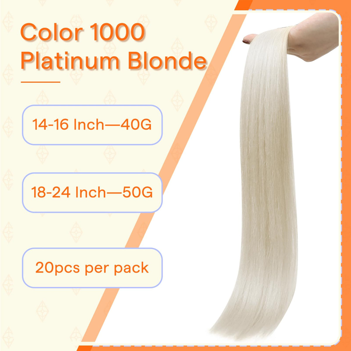 Full Shine 14 Inch Ice Blonde Hand Tied Tape Weft Extensions packaging