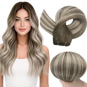 Full Shine 14 Inch Machine Weft Hair Extensions front view