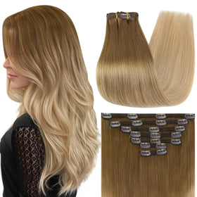 Full Shine 14 inch ombre clip-in hair extensions front view