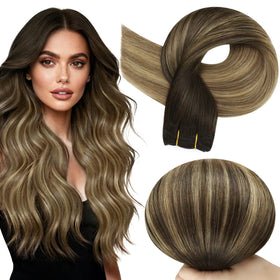 Full Shine 14 Inch Weft Hair Extensions brown balayage front view