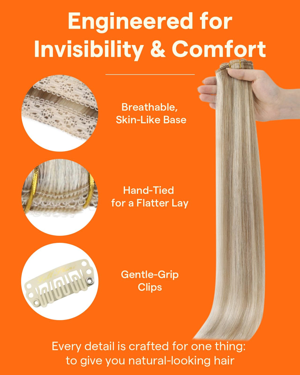 Full Shine 16 Inch Clip in Extensions displayed on a mannequin