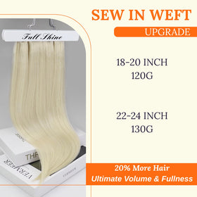 Full Shine 18 Inch Double Weft Hair Extensions Platinum Blonde back view