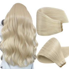 Full Shine 18 Inch Double Weft Hair Extensions Platinum Blonde front view