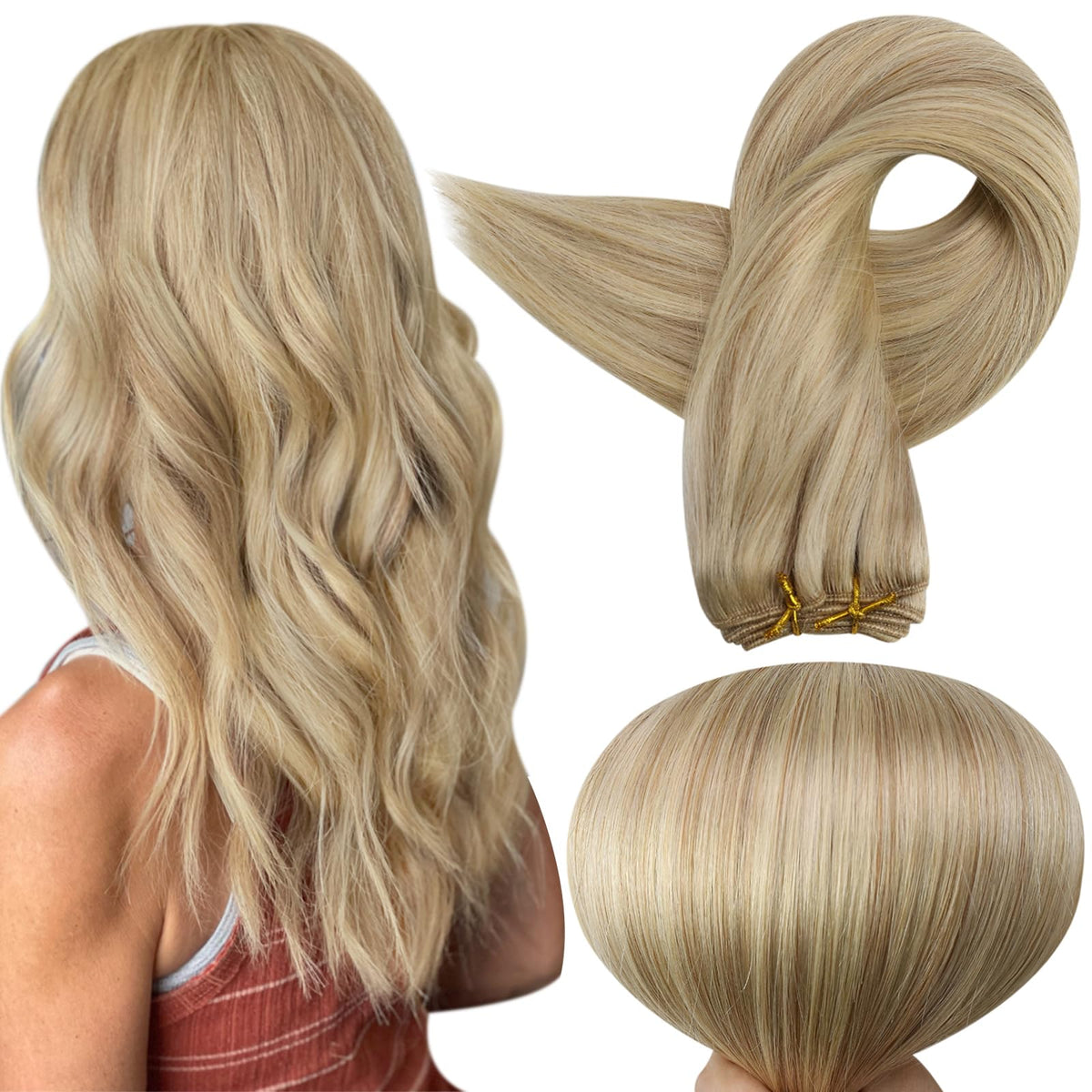 Full Shine 18 Inch Sew In Human Hair Extensions front view