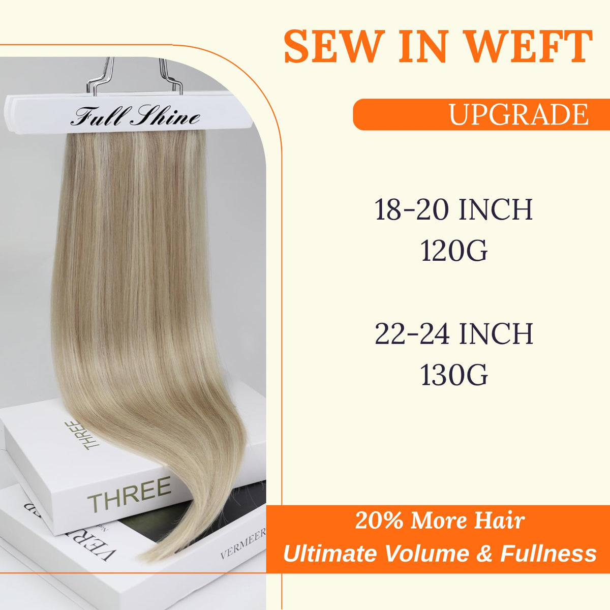 Full Shine 18 Inch Weft Hair Extensions Ash Platinum Blonde side view