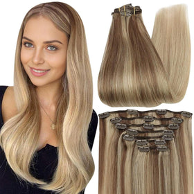 Full Shine 20 Inch Balayage Clip in Extensions front view