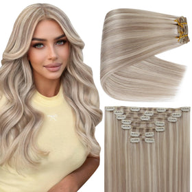 Full Shine 20 Inch Clip-In Hair Extensions in natural colour