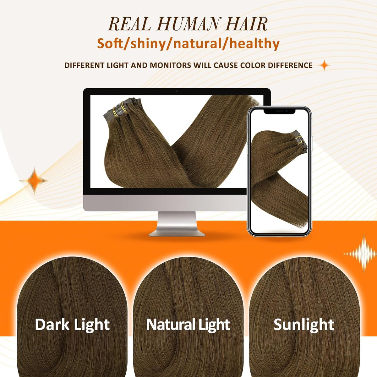 Full Shine 20-inch extensions laid flat to show thickness