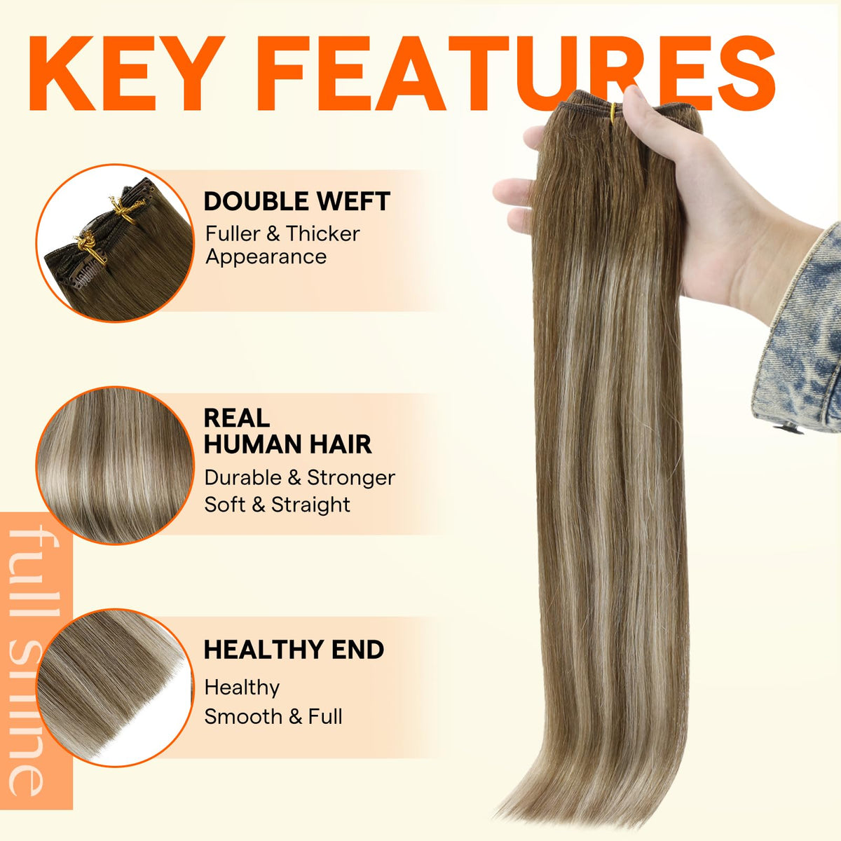 Full Shine 20 Inch Human Hair Extensions packaging