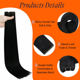 Full Shine 20 Inch Jet Black extensions displayed on a mannequin