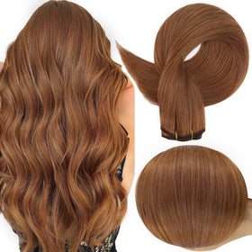 Full Shine 20 Inch Weft Hair Extensions Copper Auburn front view