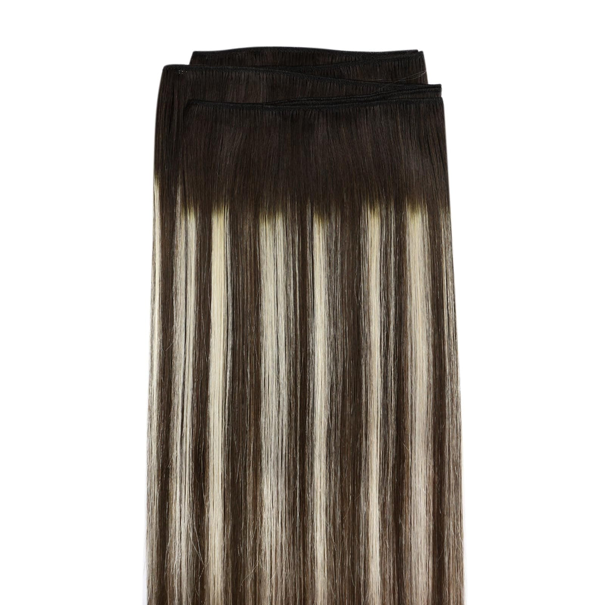 Full Shine 20 Inch Weft Hair Extensions in a styled ponytail