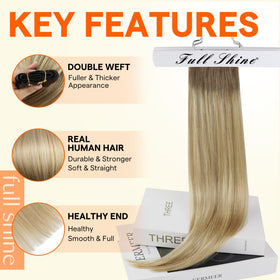 Full Shine 20 Inch Weft Hair Extensions showing double weft construction