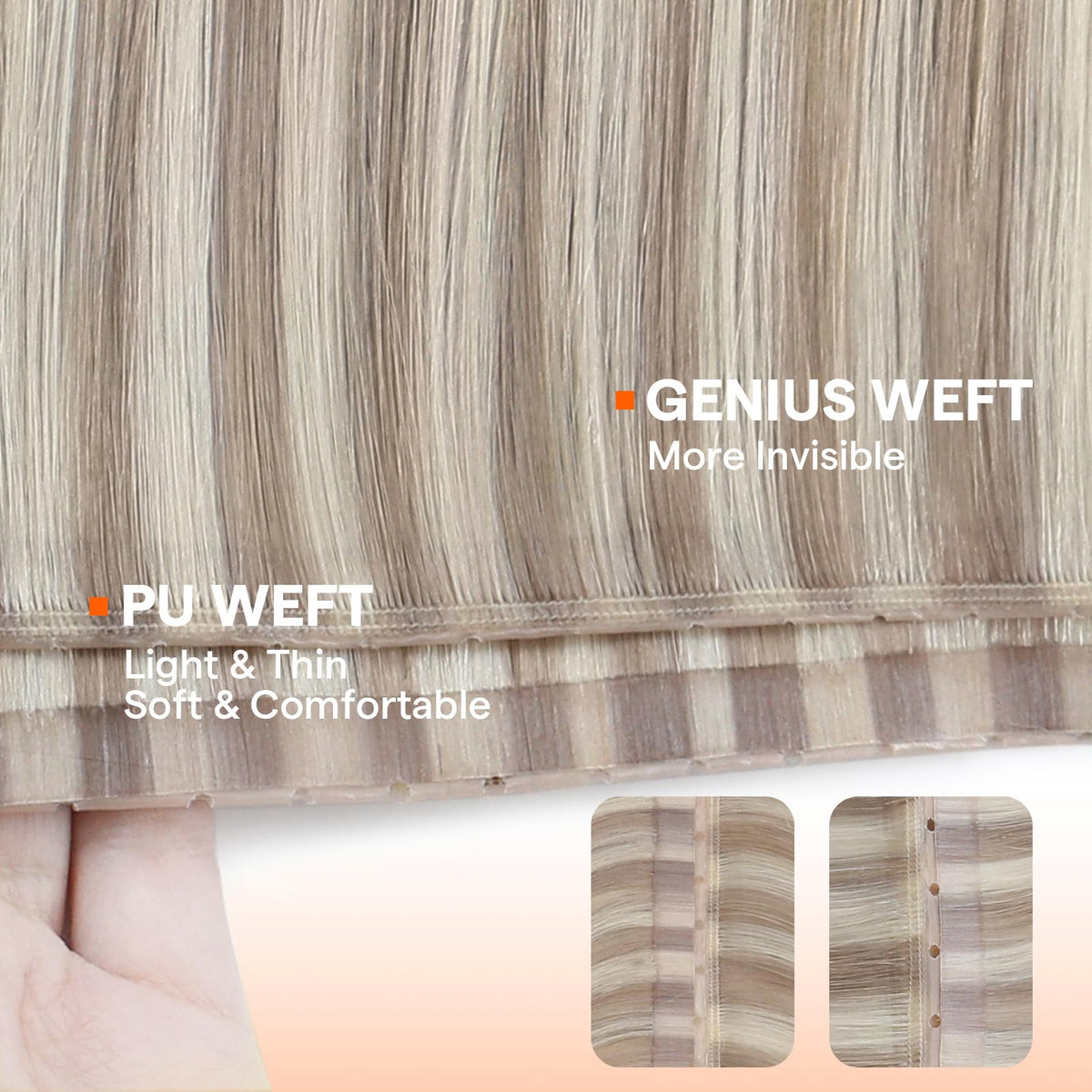 Full Shine 22 Inch Ash Blonde Hair Extensions back view