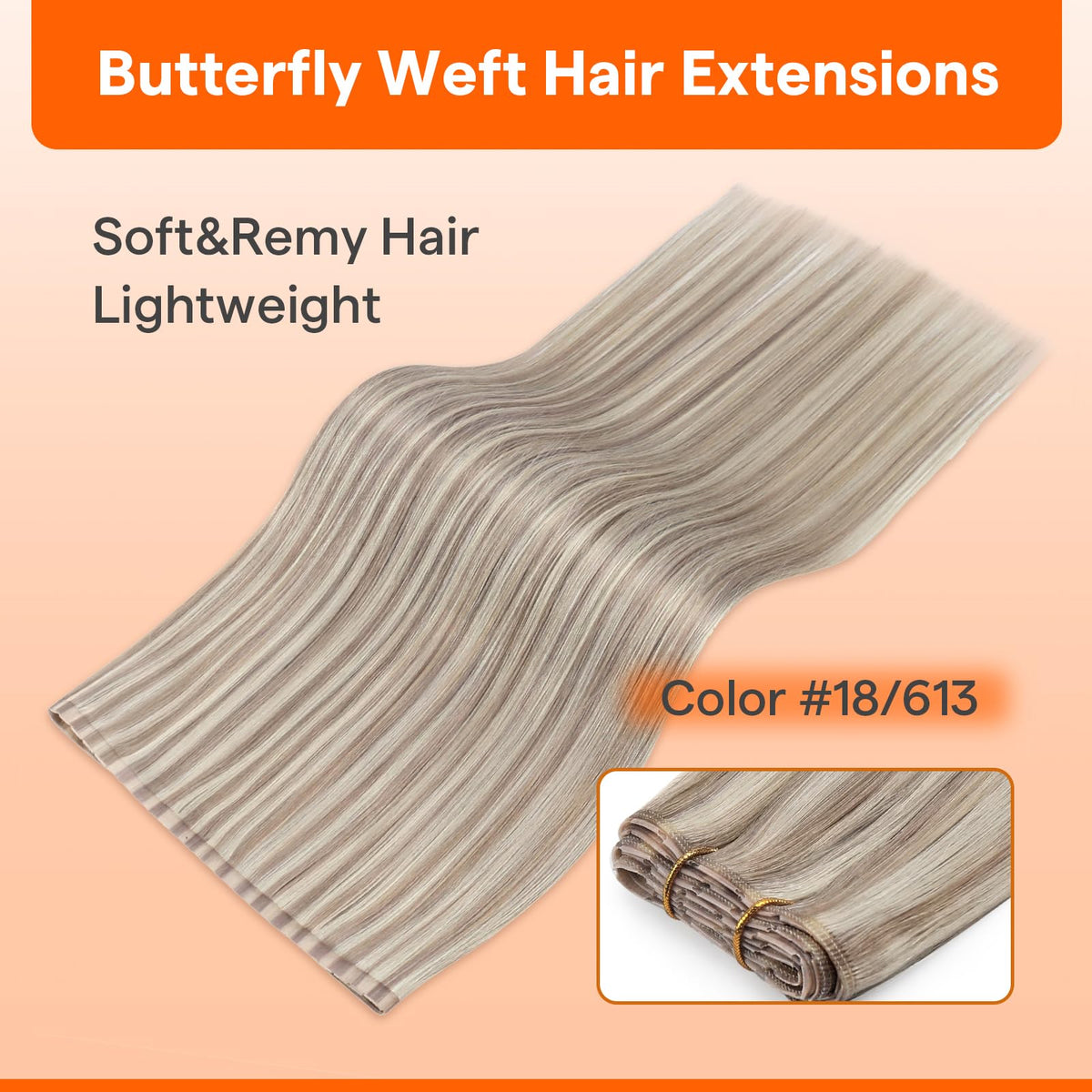 Full Shine 22 Inch Ash Blonde Hair Extensions packaging