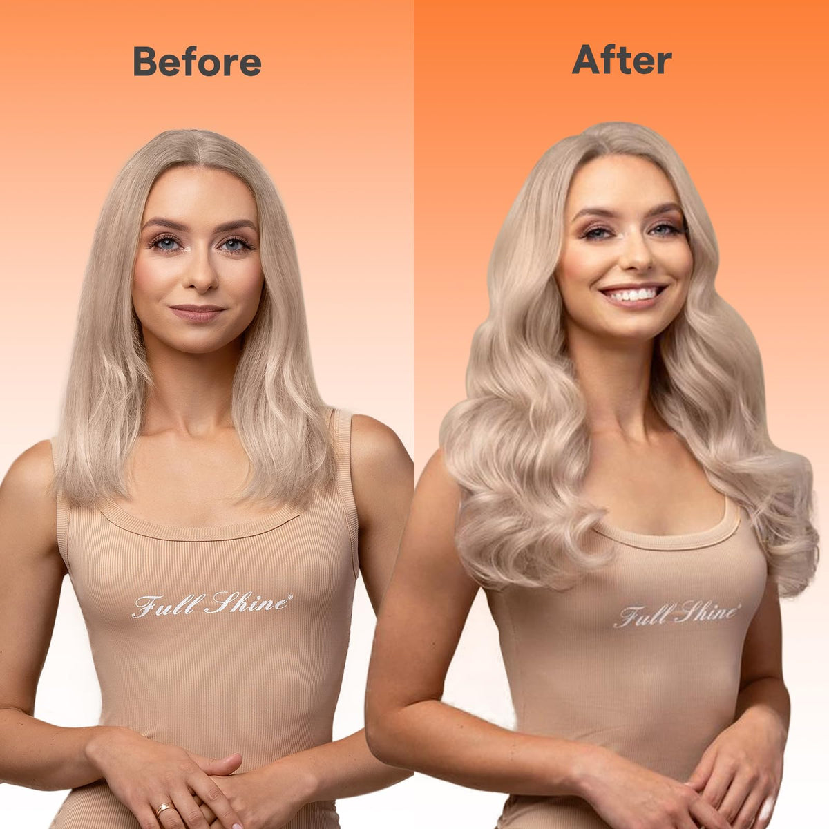 Full Shine 22 Inch Ash Blonde Hair Extensions texture detail