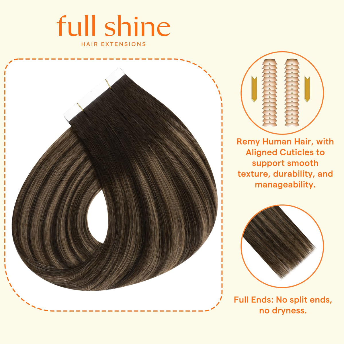 Full Shine 22 Inch Dark Brown Mix Extensions styled with curls