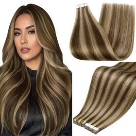 Full Shine 22 Inch Honey Brown Hair Extensions front view