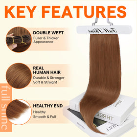 Full Shine 22 Inch Invisible Weft Hair Extensions back view