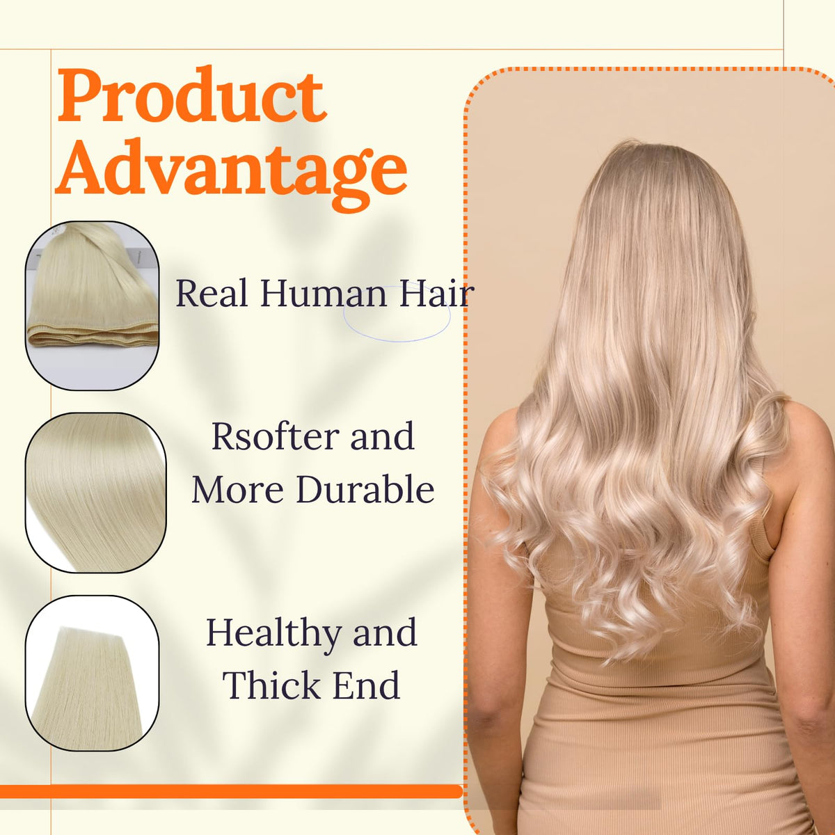 Full Shine 22 Inch Weft Hair Extensions 130G Platinum Blonde close-up of texture
