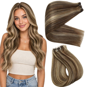 Full Shine 22 Inch Weft Hair Extensions in natural black