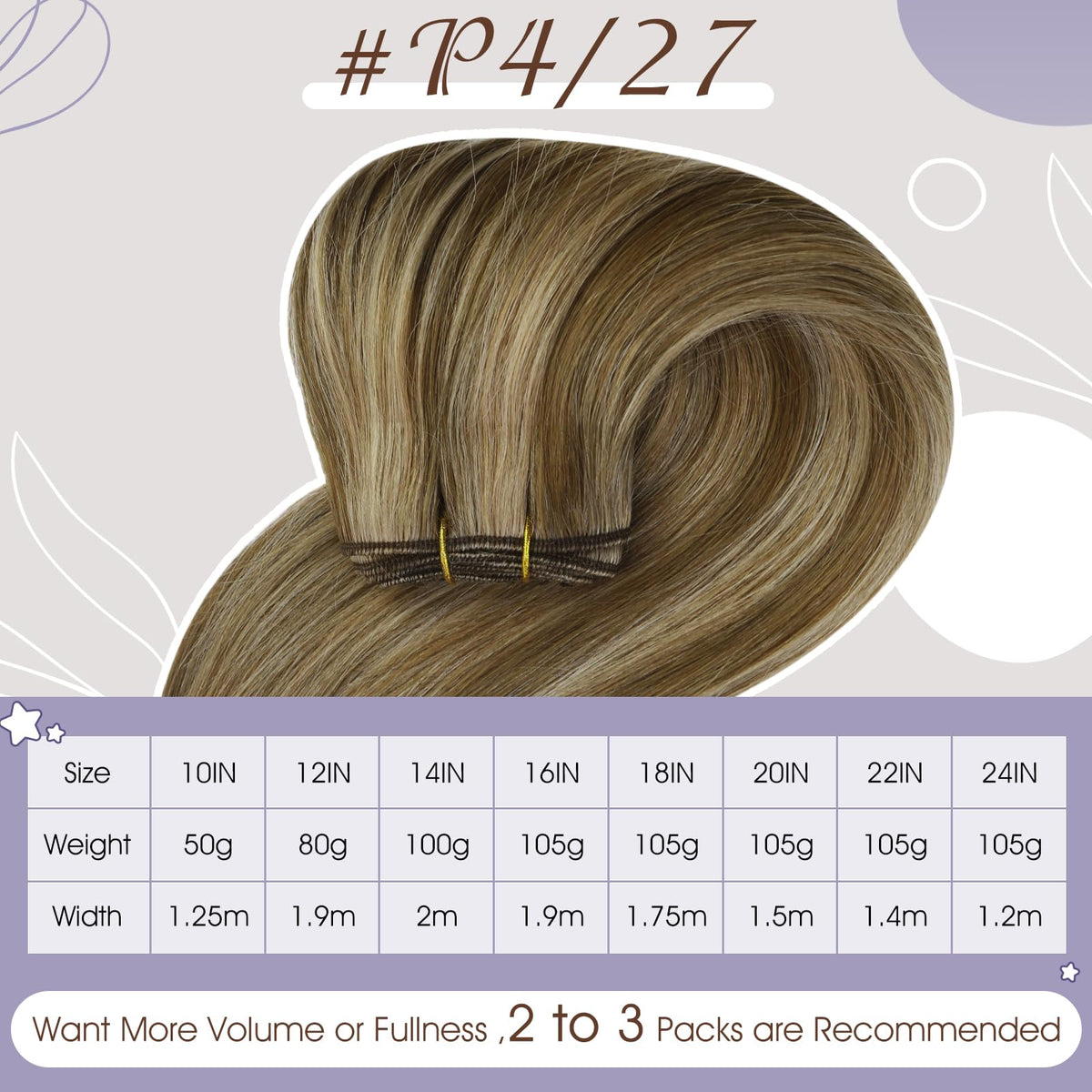 Full Shine 22 Inch Weft Hair Extensions showing the double-layer weft
