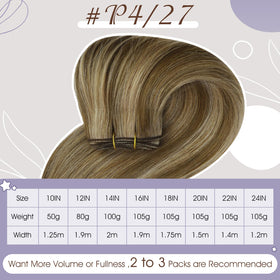 Full Shine 22 Inch Weft Hair Extensions showing the double-layer weft