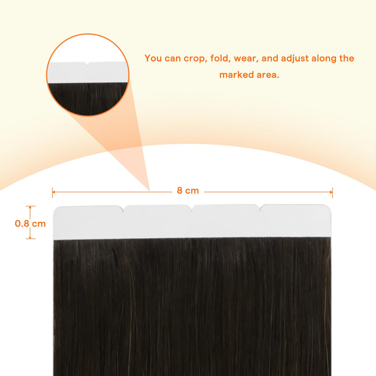 Full Shine 22 Inch Wide Tape Extensions displayed on a mannequin