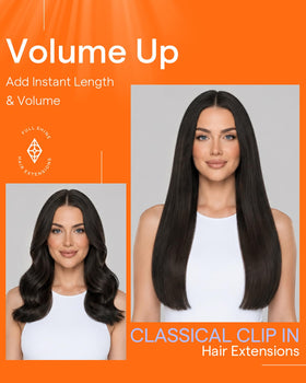 Full Shine 24 Inch Black Extensions with clips visible