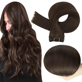Full Shine 24 Inch Brown Weft Hair Extensions front view