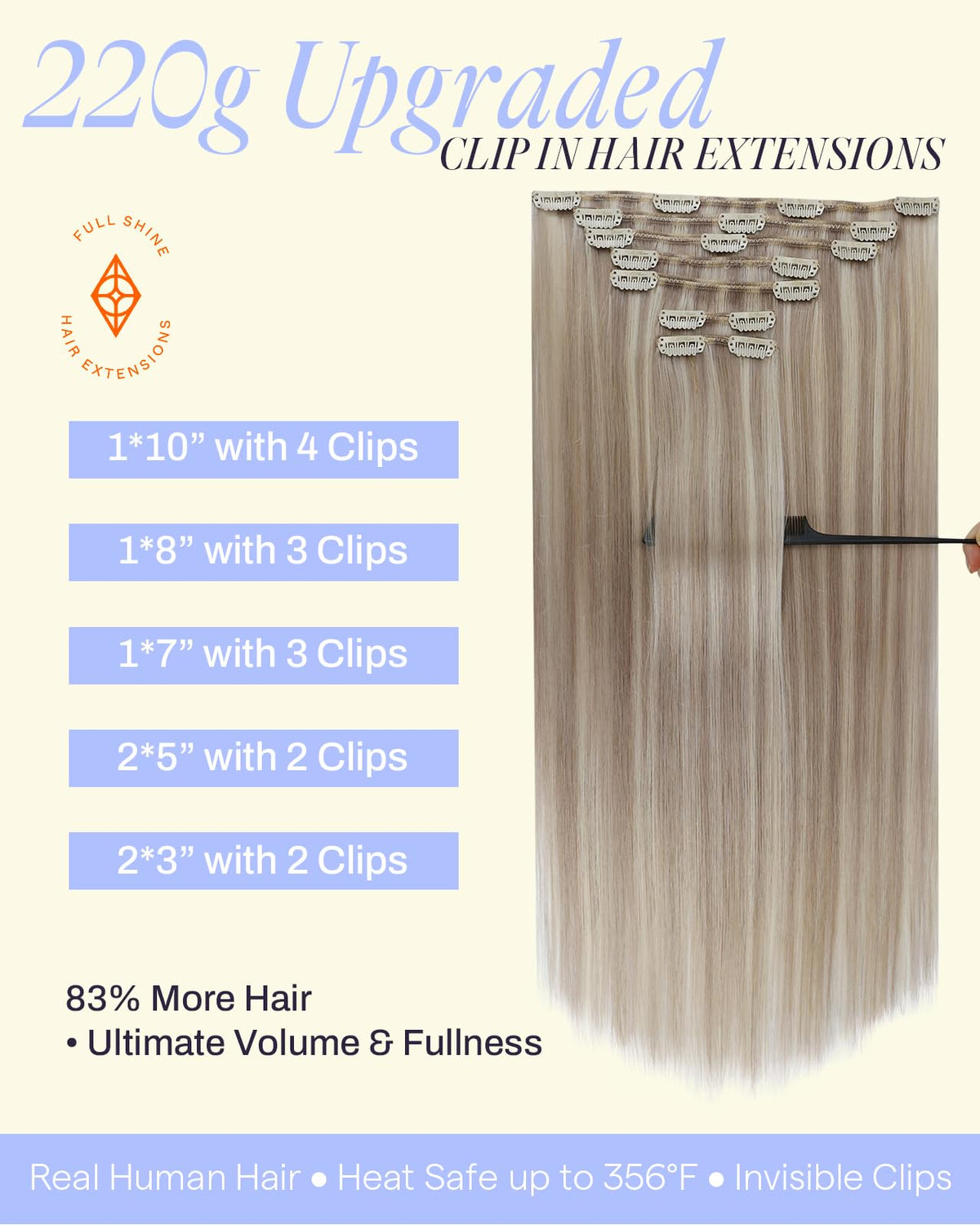 Full Shine 24 Inch Clip in Hair Extensions packaging