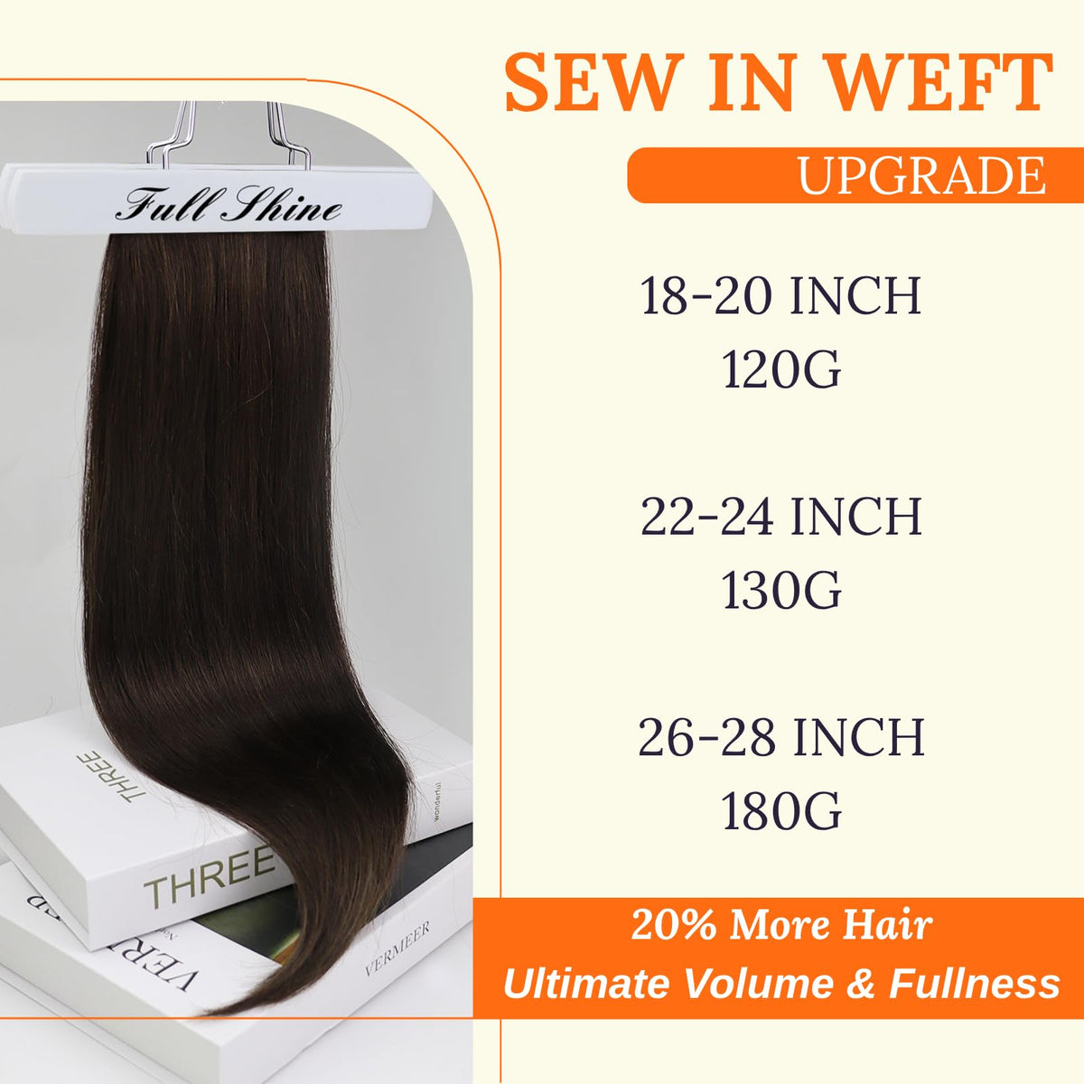 Full Shine 24 Inch Dark Brown Hair Extensions back view