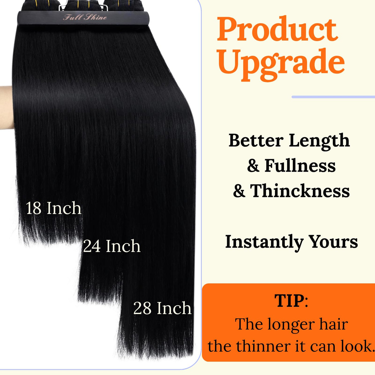 Full Shine 24 Inch Dark Brown Hair Extensions packaging