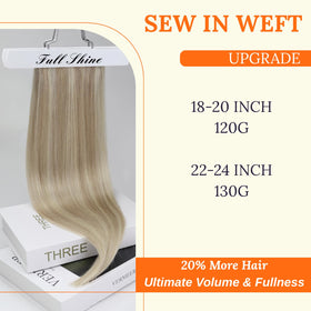 Full Shine 24 Inch Invisible Weft Hair Extensions close-up of texture