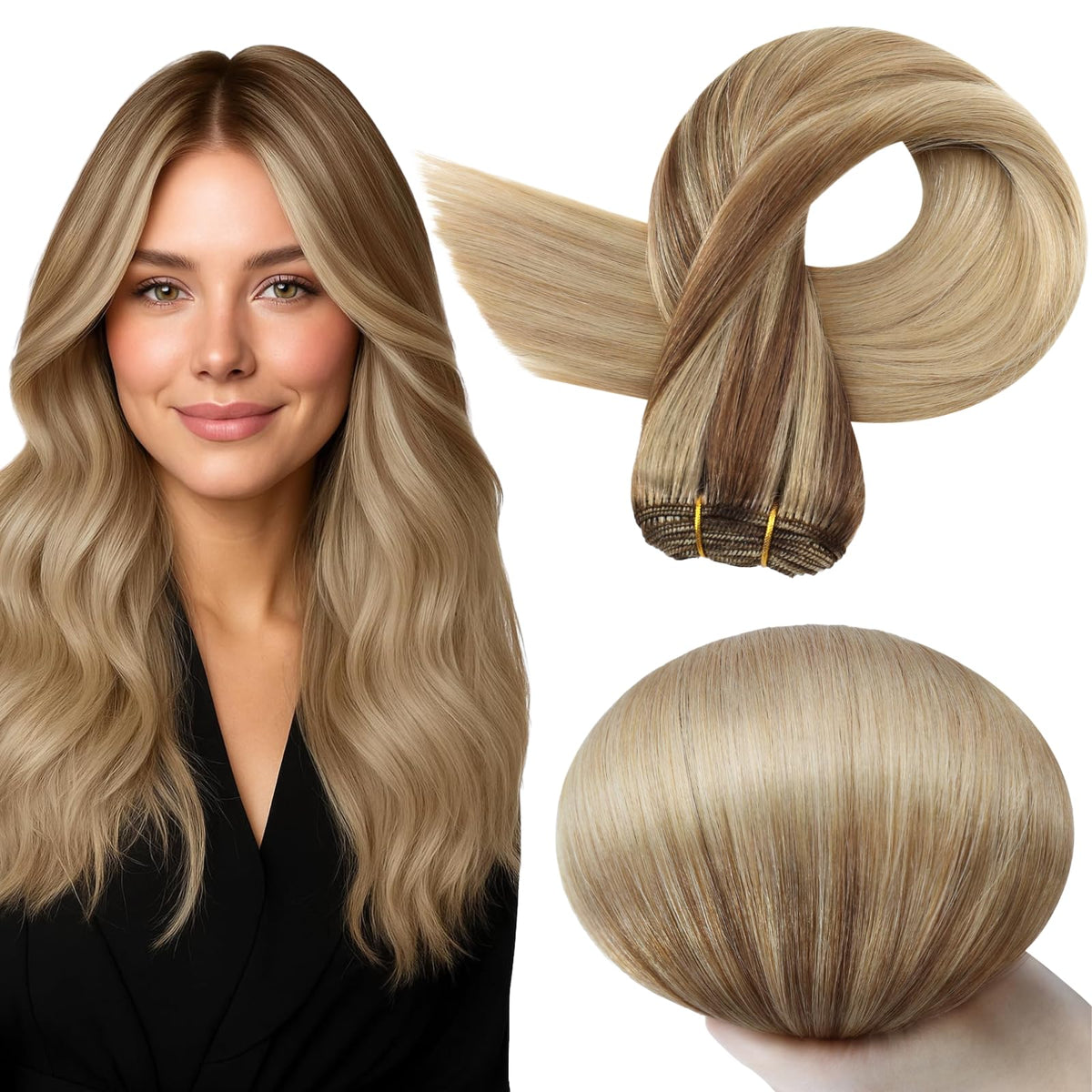 Full Shine 24 Inch Invisible Weft Hair Extensions front view