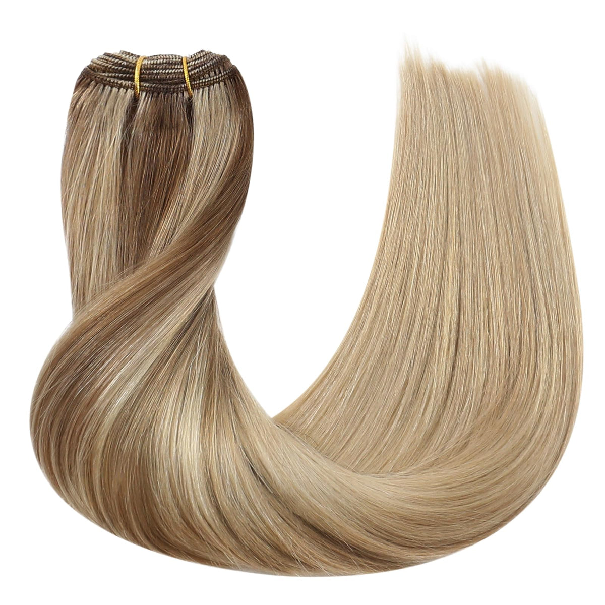Full Shine 24 Inch Invisible Weft Hair Extensions in a styled ponytail