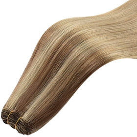Full Shine 24 Inch Invisible Weft Hair Extensions laid flat for installation