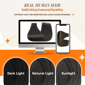 Full Shine 24 Inch Mocha Brown Clip-in Hair Extensions in natural light