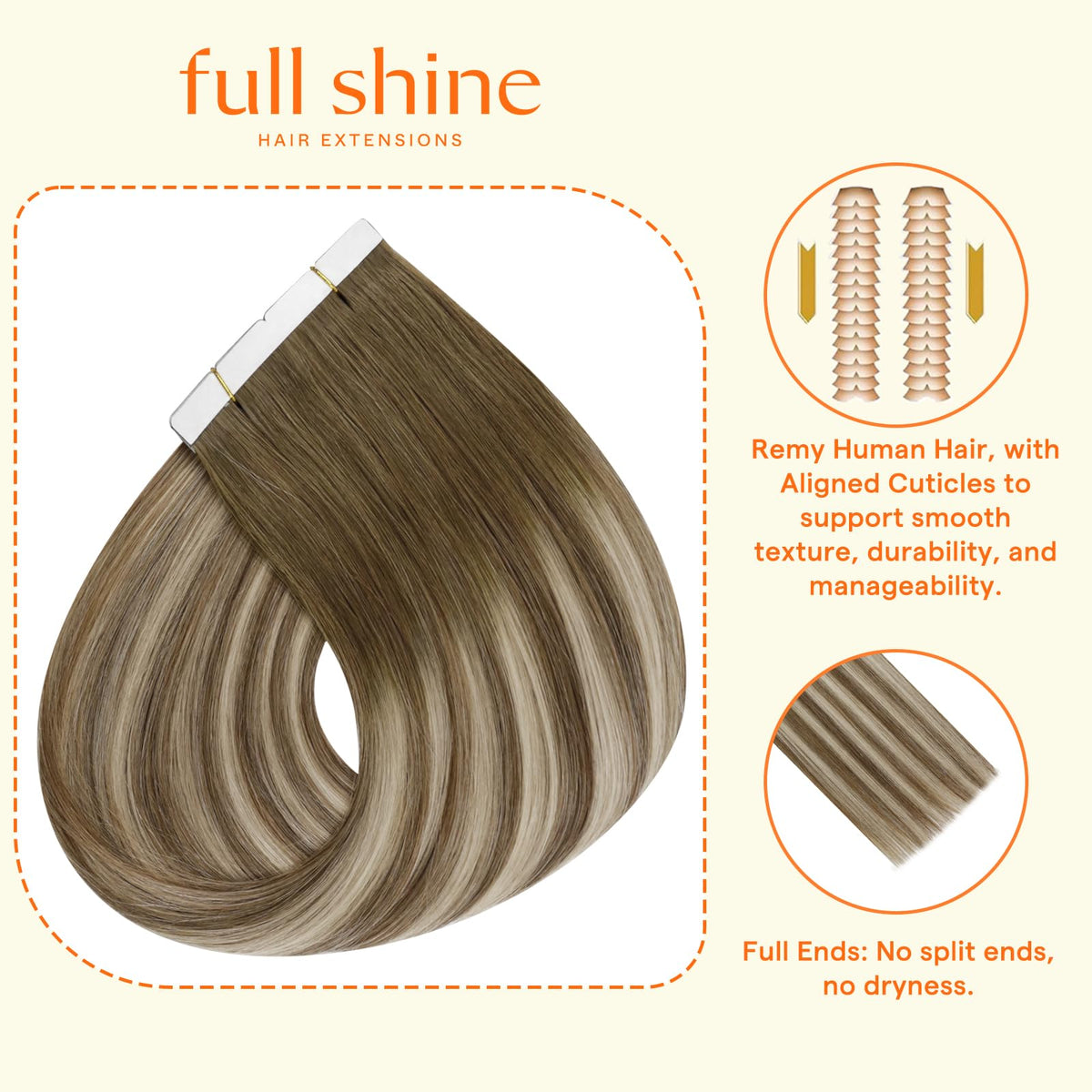Full Shine 24 Inch Tape in Extensions showing texture