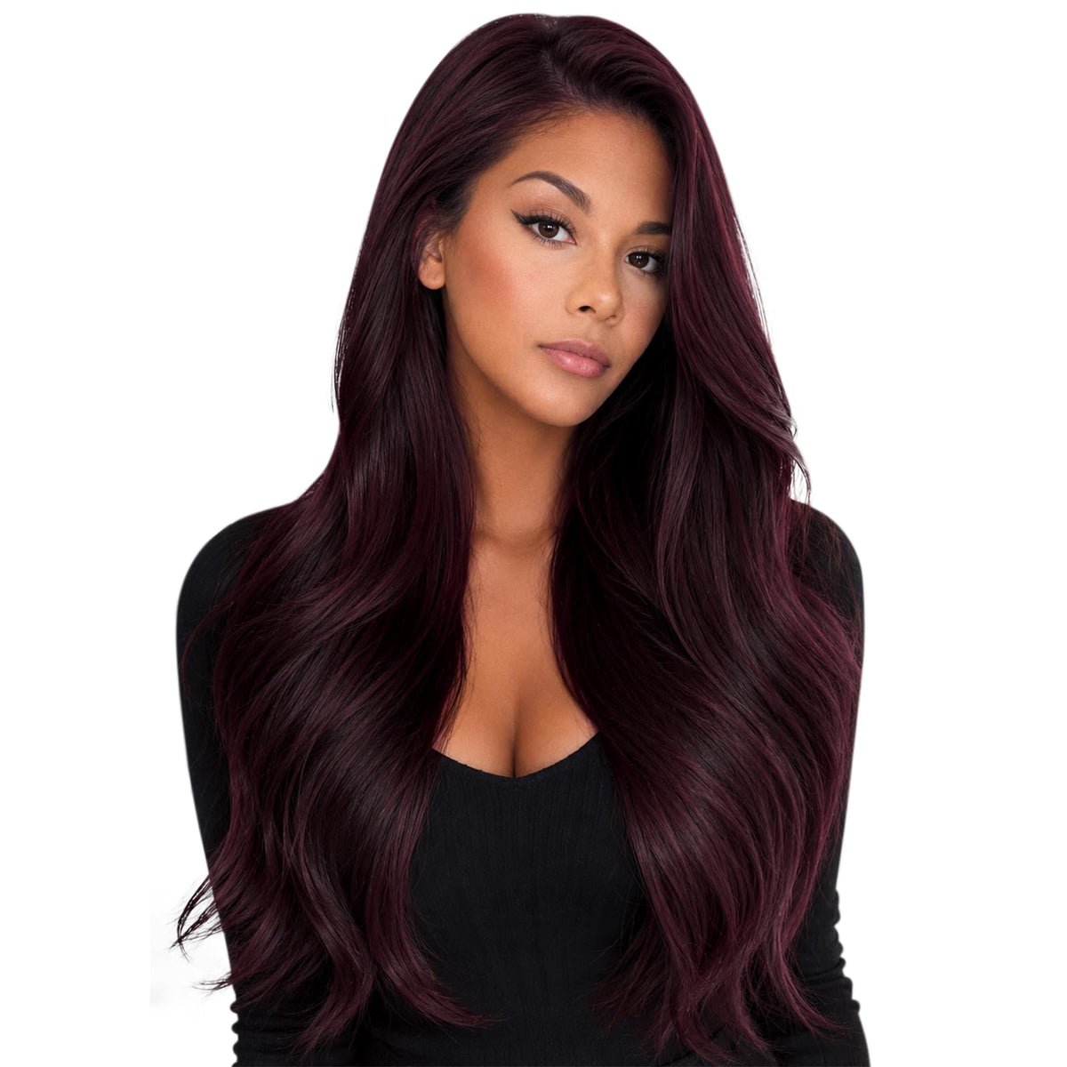 Full Shine 24 Inch Tape In Hair Extensions in Burgundy color
