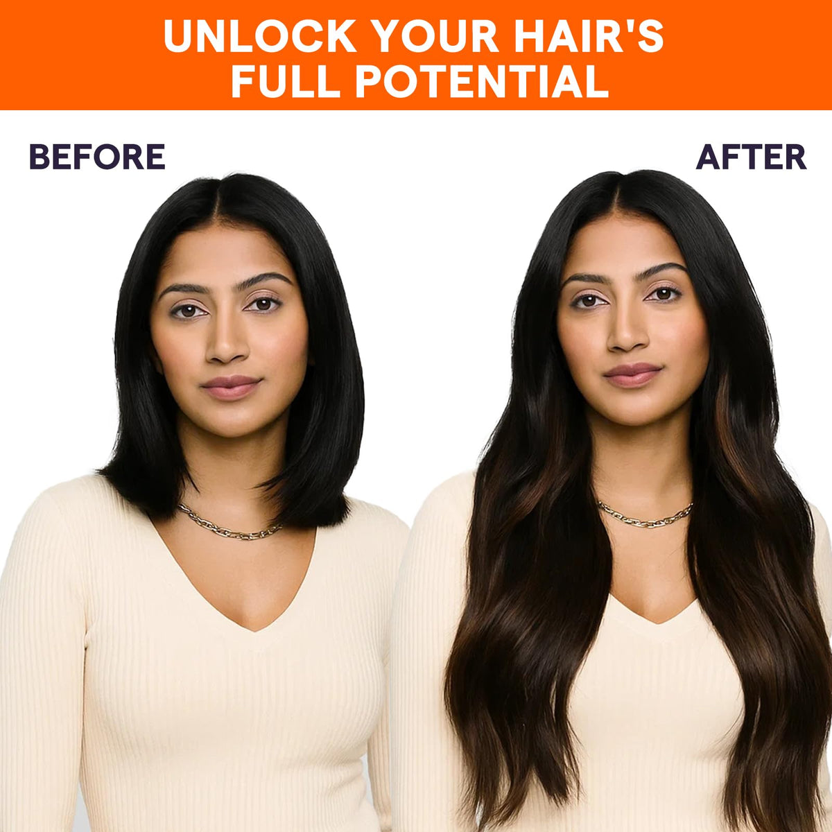 Full Shine 24 Inch Weft Hair Extensions styled in a ponytail