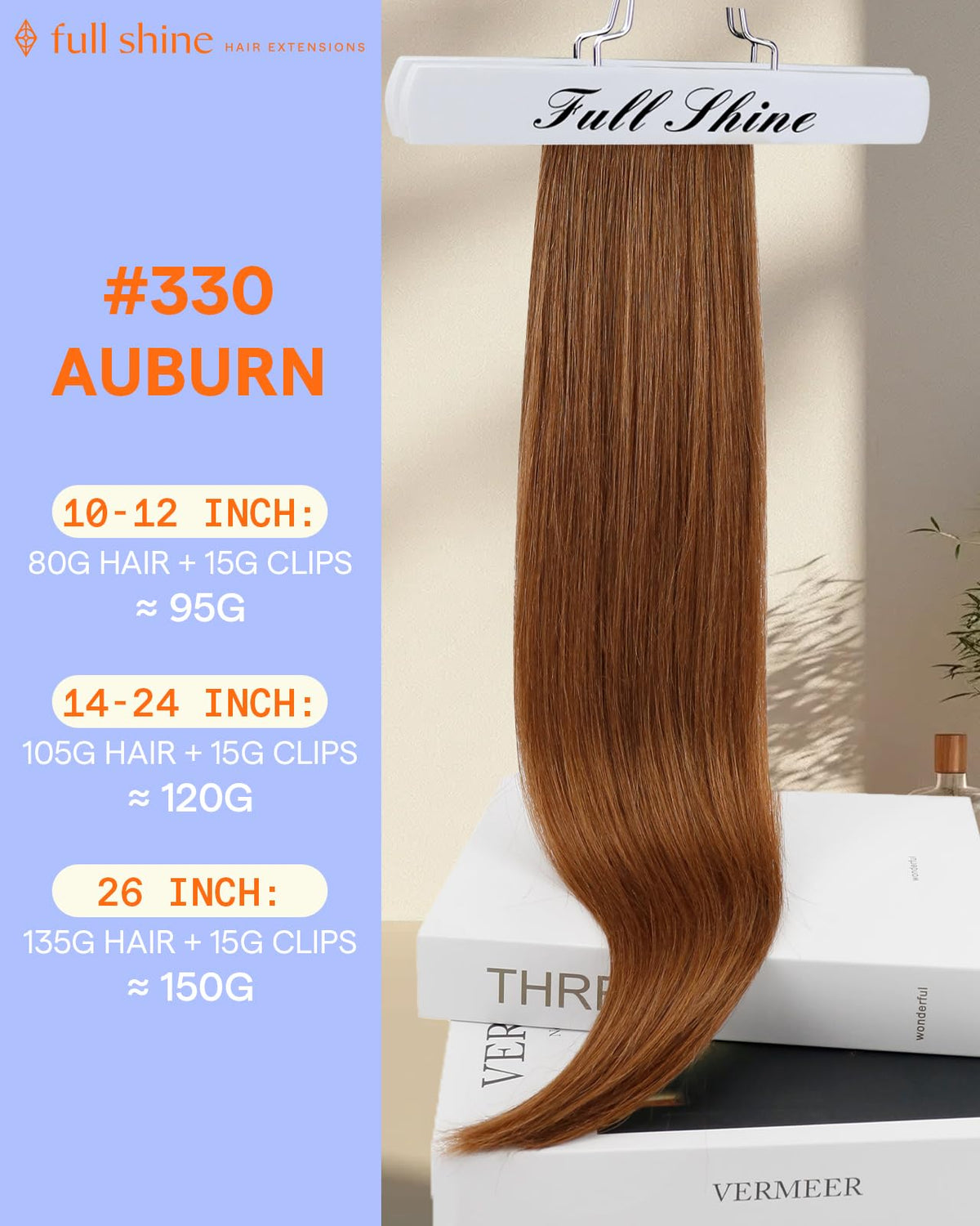 Full Shine 26 Inch Auburn Hair Extensions packaging